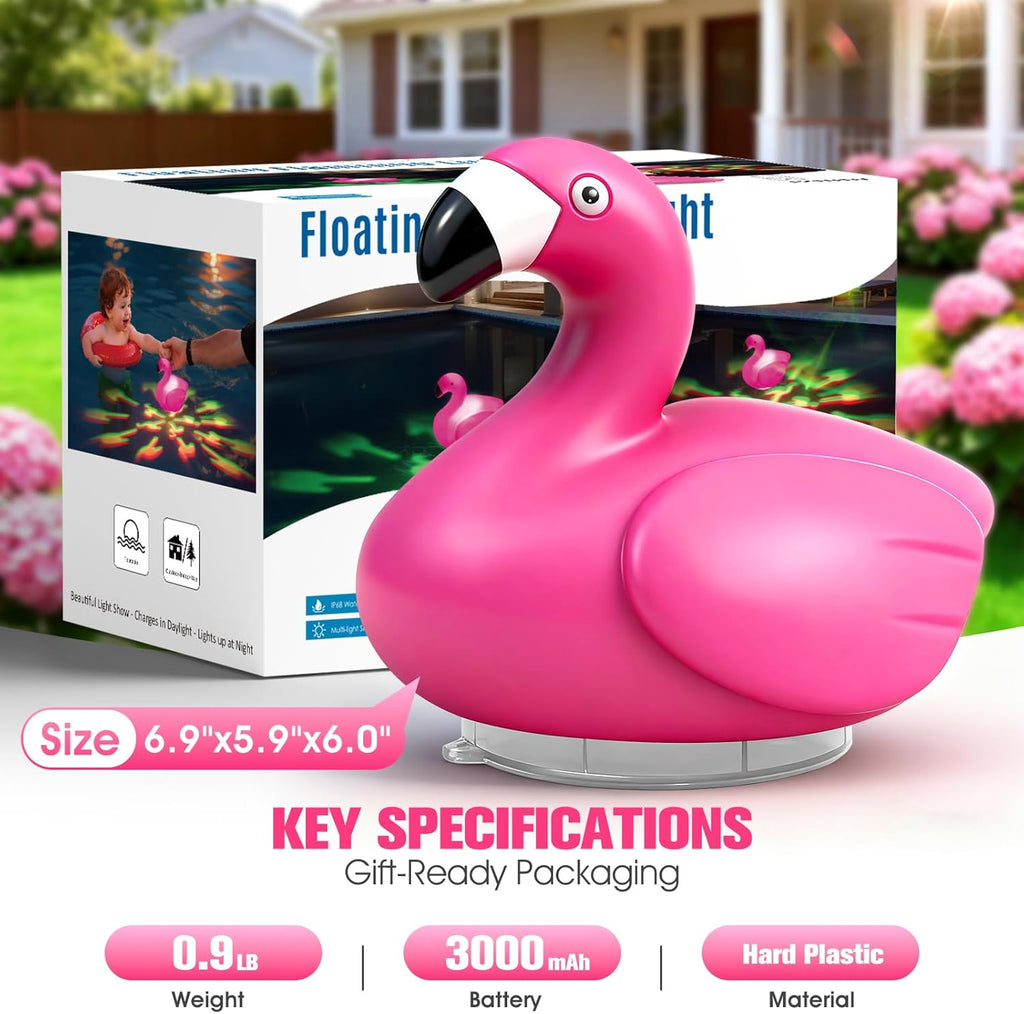 Floating Pool Lights,Upgraded Flamingo Pool Lights that Float,Rechargeable LED Floating Lights for Inground Above Ground Pools,IP68 Waterproof Pool Lighting with Remote,Lights for Hot Tub,Party,1 PACK