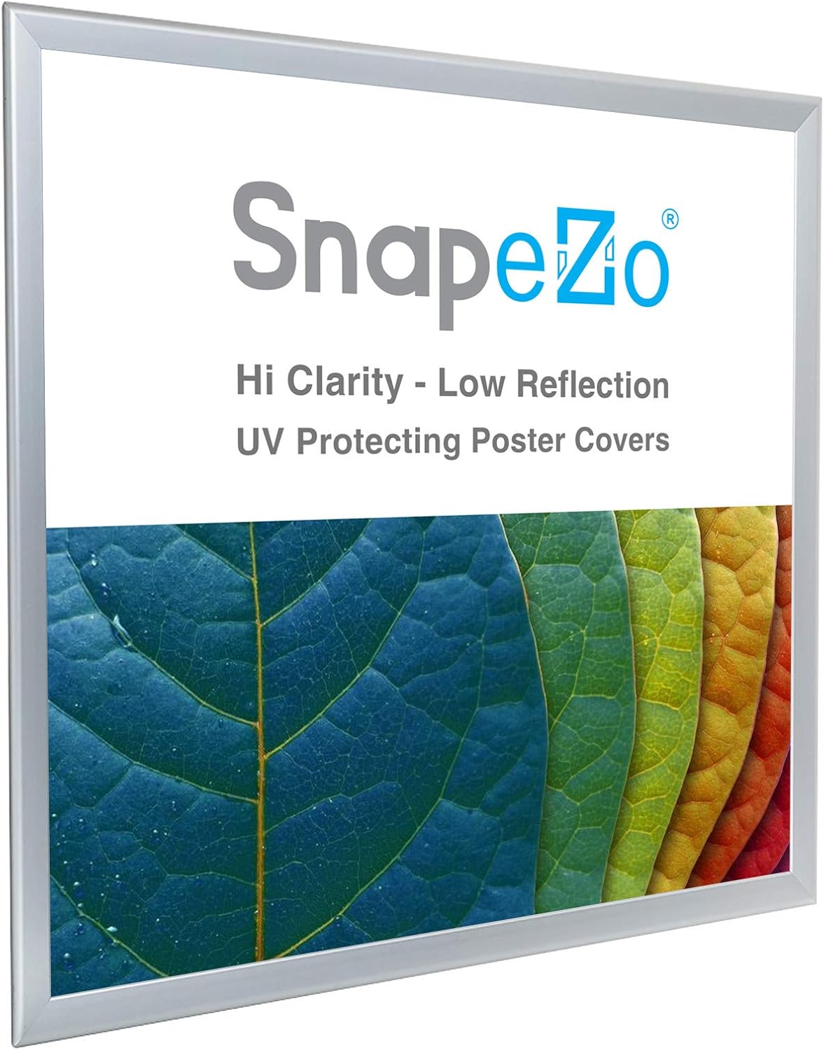 SnapeZo Poster Frame 36x36, Silver, 1.25 Inch Aluminum Profile, Front-Loading Snap Frame, Wall Mounting, Professional Series