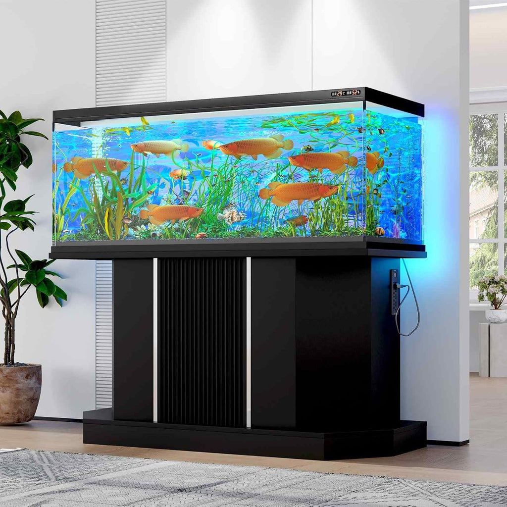 Fish Tank Stand for 55-75 Gallon Aquariums with Built-in Power Station, 880LBS Capacity Aquarium Cabinet, MDF Storage Base for Large Fish Tanks & Reptile Terrariums