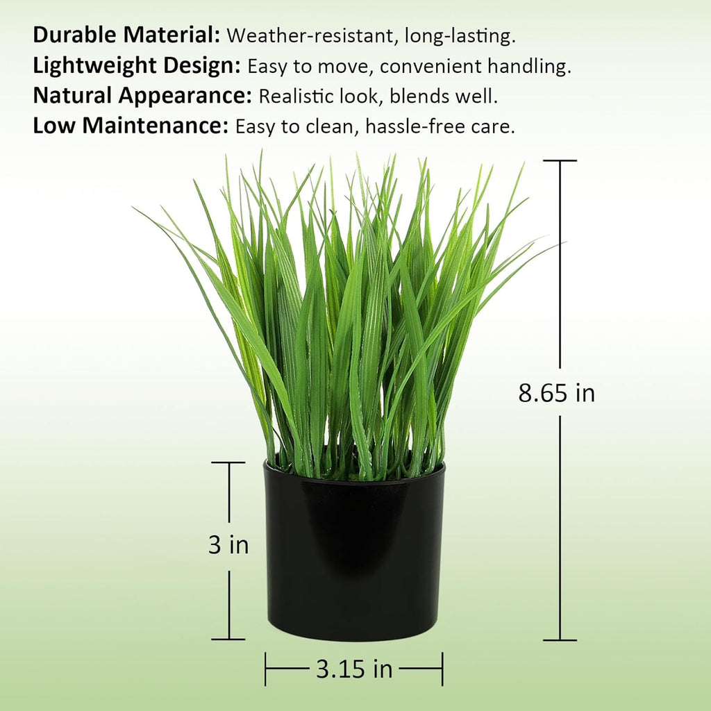 Fake Plants Indoors Potted Wheat Grass Faxu Plants for Desk Table Shelf Decor, Artificial Plants Greenery Indoor for Bathroom Office Kitchen Living Room Farmhouse Home Decoration