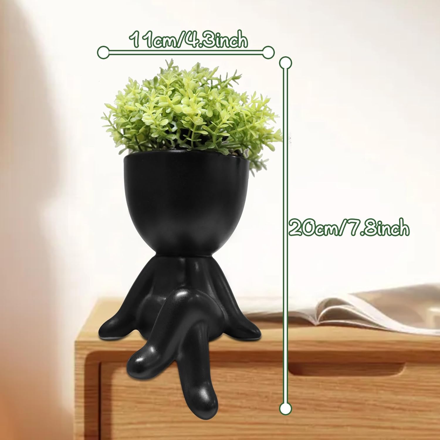 Zerzsy Small Fake Plants with Human-Shaped Pots Office Decor for Women and Men, Cute Faux Plants Indoor for Office or Home Decoration- Set of 1