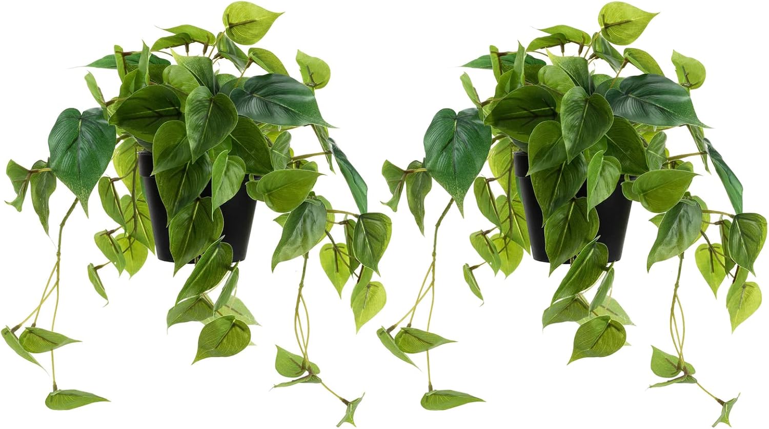 2 Pack Artificial Scindapsus Aureus, Realistic Fake Plants with Plastic Pot for Home Office Bedroom Indoor Outdoor Decor(8in H)