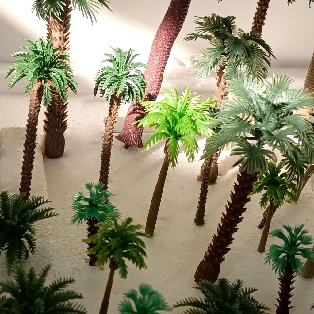 36pcs Palm Trees, Ho Scale Bushes, Plastic Trees for Projects 1.5-6 inch(3-16 cm), Miniature Trees