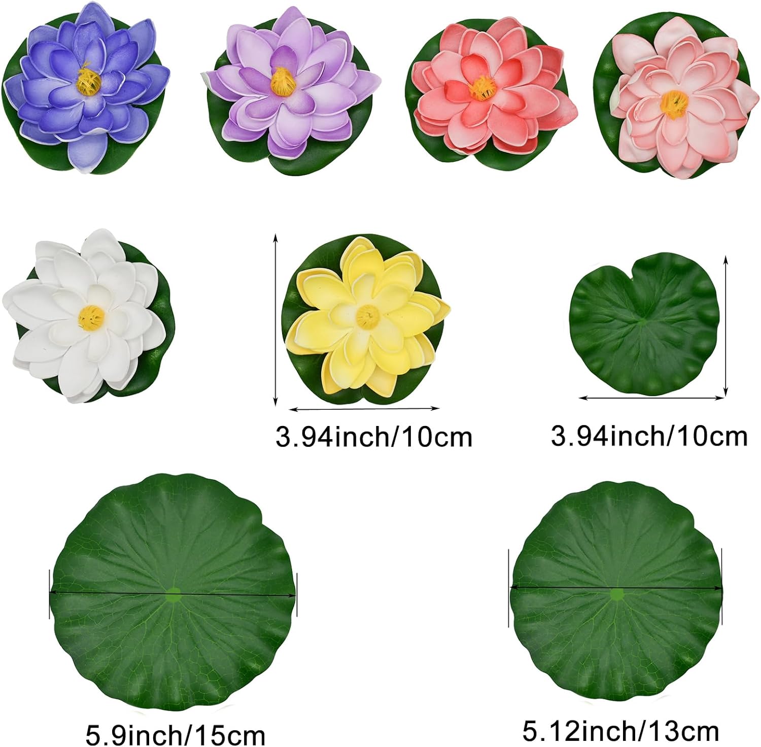 6Pcs Artificial Floating Foam Lotus Flower with 12Pcs Lotus Leaves for Indian Return Gifts Home Garden Pool Pond Fishbowl Aquarium Indian Diwali Decorations