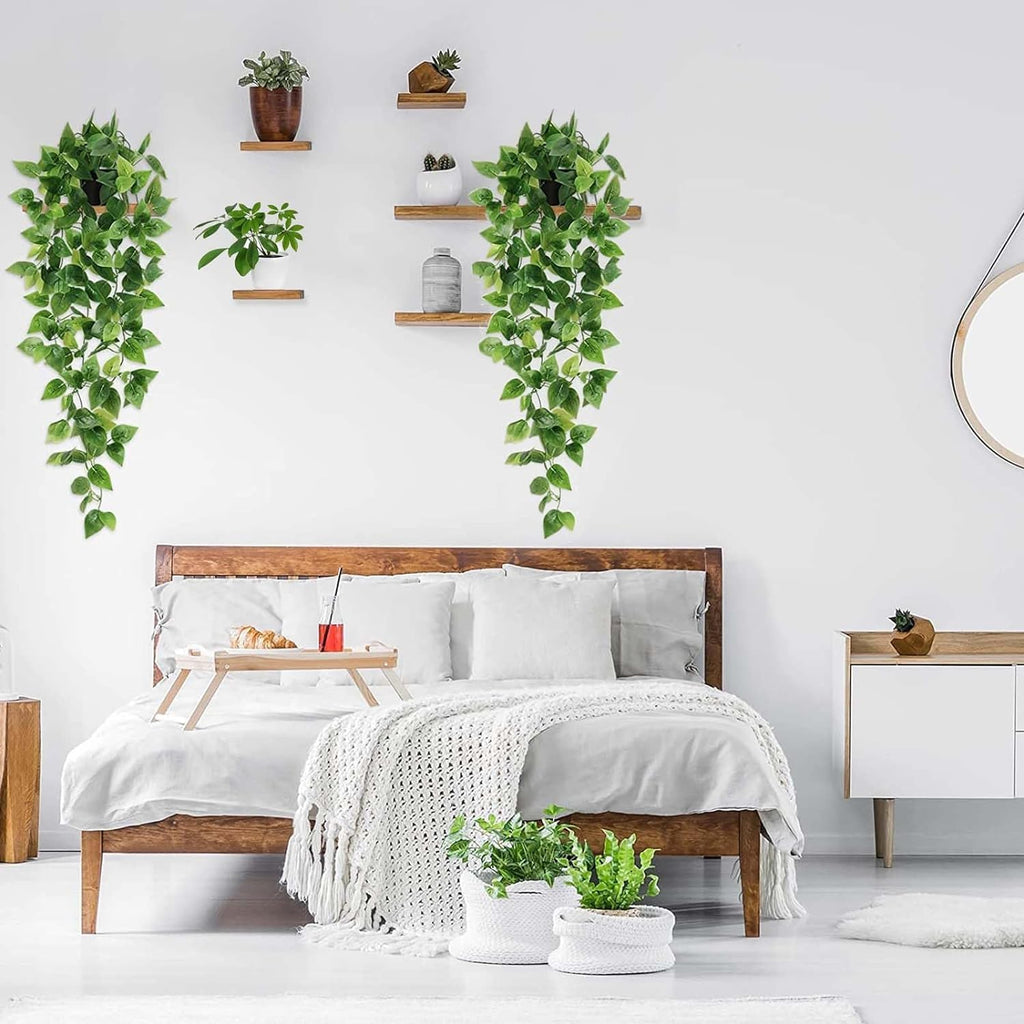 BLEUM CADE Fake Hanging Plants, 8pcs Artificial Hanging Plant, Faux Pothos Vines Hanging Plant Greenery for Wall Home Living Room Indoor Outdoor Decor (No Baskets)