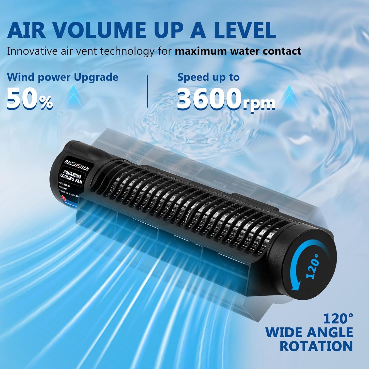 BAOSHISHAN Aquarium Chiller Fan, with AutoTemperature Control and Adjustable 3 Speed, 120° Cross-Flow Air Outlet s Aquarium Cooling Fan Cooler for Tank Home Office