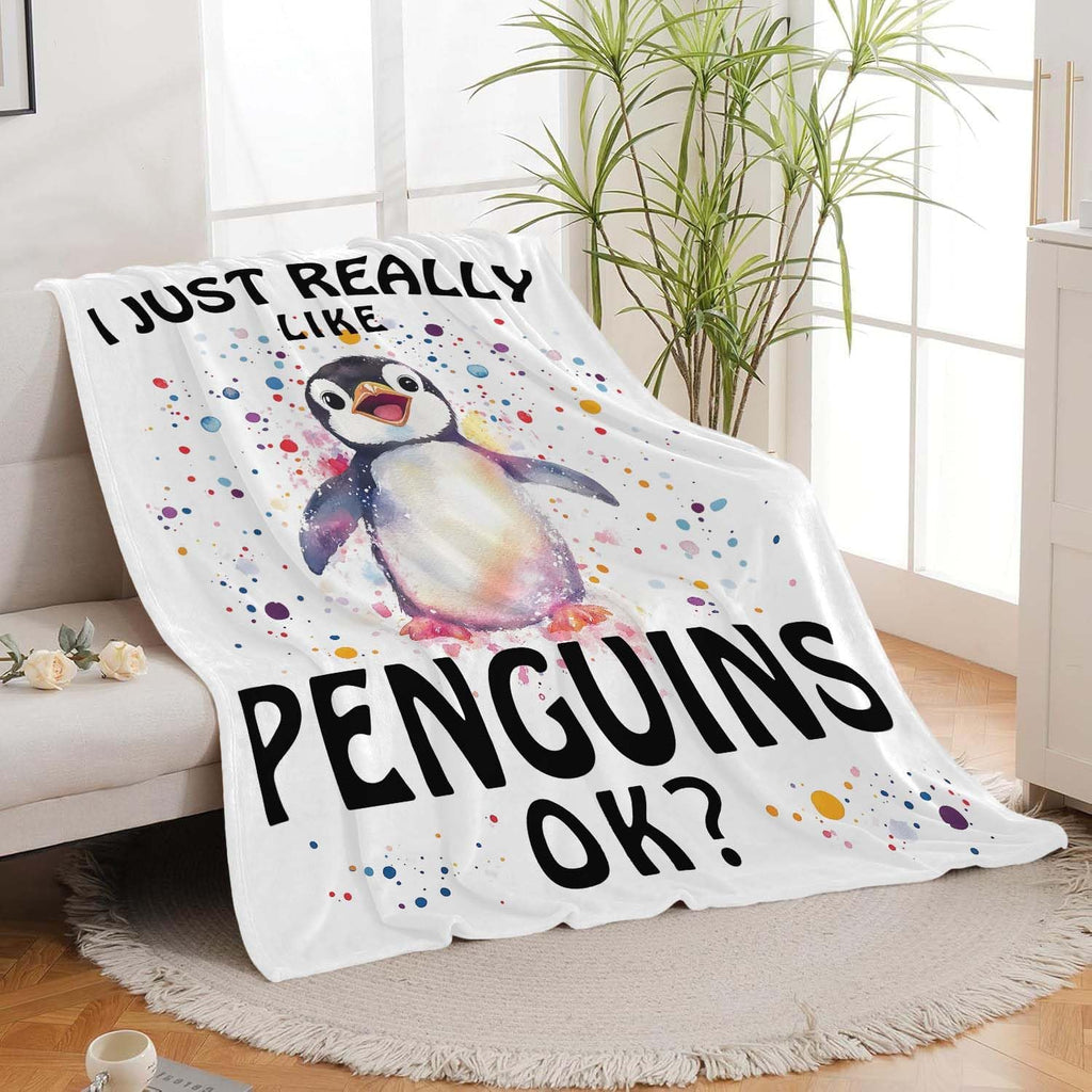 Penguin Blanket Cute Penguin Throw Blanket Gifts for Girls Boys Kids Women Men Adults Super Soft Cozy Plush Fluffy Fuzzy Fleece Blanket Home Decor 60''X80''