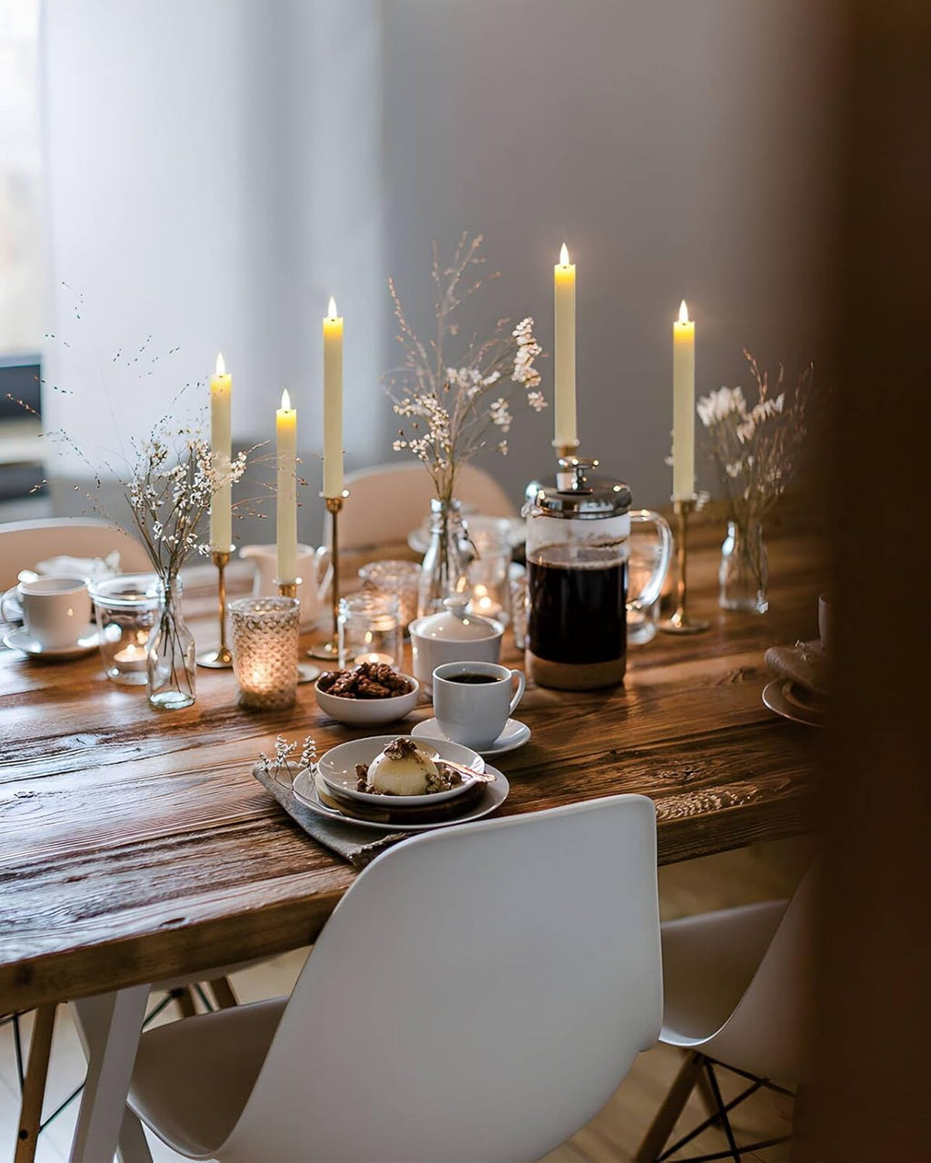 Homemory Real Waxy Flameless Taper Candles with Remote Timer, LED Candlesticks Flickering, Battery Operated Candles with Holders, 9.6 Inches for Home Christmas Wedding Celebration Decor, Ivory, 6 Pcs