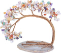 mookaitedecor Colorful Crystal Money Tree Agate Slice Base Feng Shui Bonsai Crystal Tree for Wealth Luck Desk Decor, 4.5-5.2 Inch High