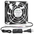 EC Axial Cooling Fan 80mm x 25mm AC 110V 120V 220V 240V Ball Bearing Low Watt for PC Case, Projector, Cabinet, RV Refrigerator Ventilation Cooling