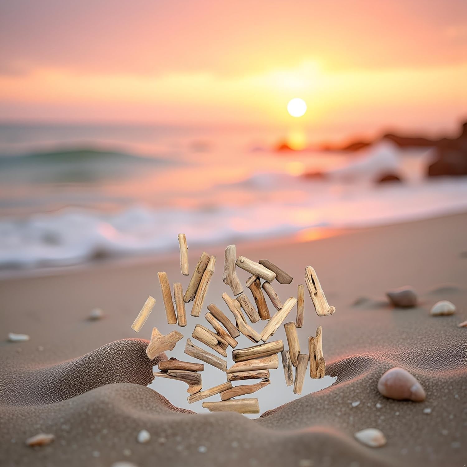 20 Pcs Wood Natural Driftwood Pieces Branch Slices Craft Sticks Beach Decor for,Bulk, for DIY Supplies,Craft Sticks,Arts Supplies ﻿