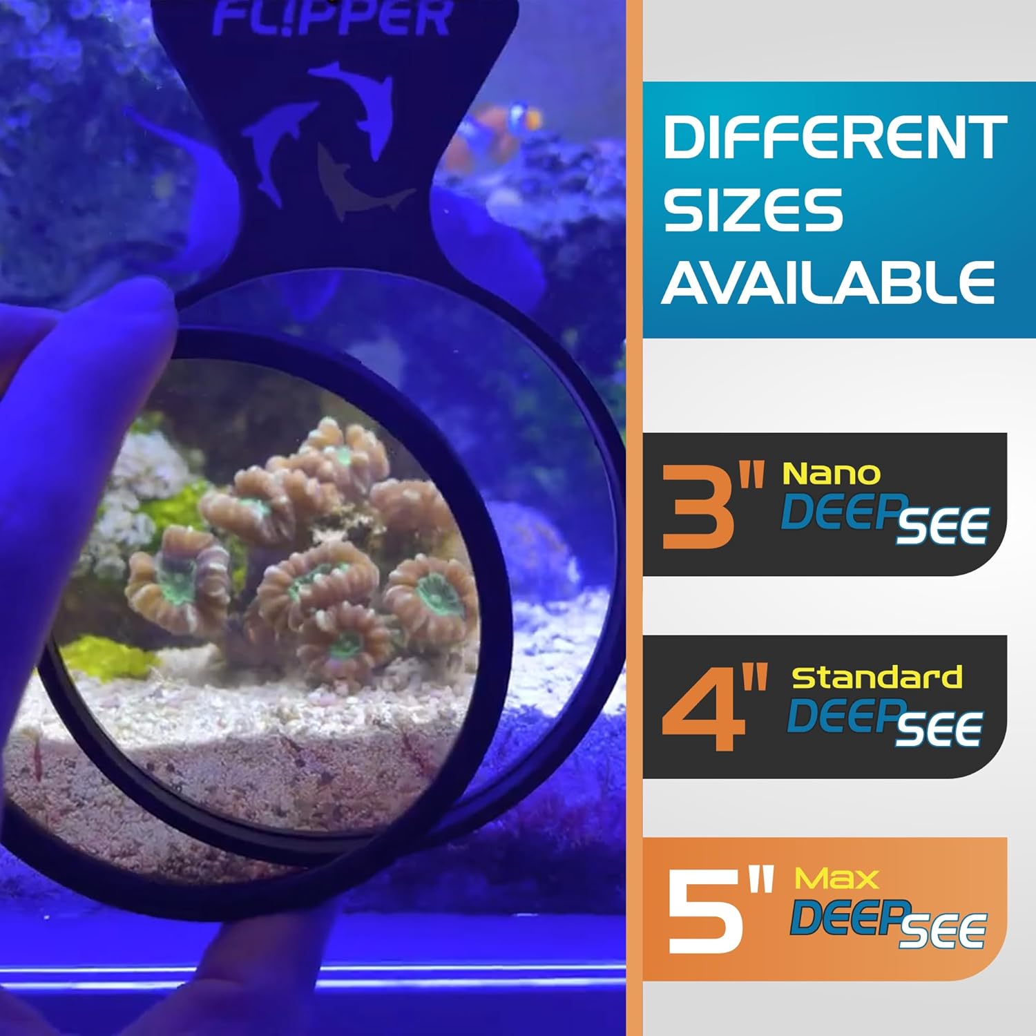 Flipper DeepSee Viewer Orange Magnifying Glass Lens Attachment for Flipper Deepsee MAX 5" Magnetic Aquarium Glass Magnifier - Ideal for Full Color Coral and Reef Pictures & Film Photography - Black