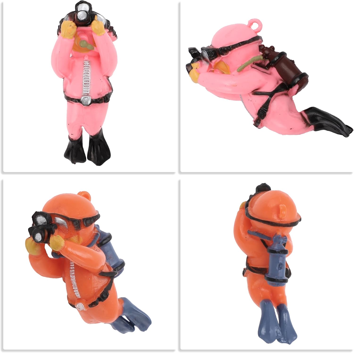 Diver Aquarium Decorations, Floating Diver Fish Tank Decorations, Floating Cartoon Diver Decor, Fun Floating Fish Decoration, PVC Diver Decor, Orange, 1 Set