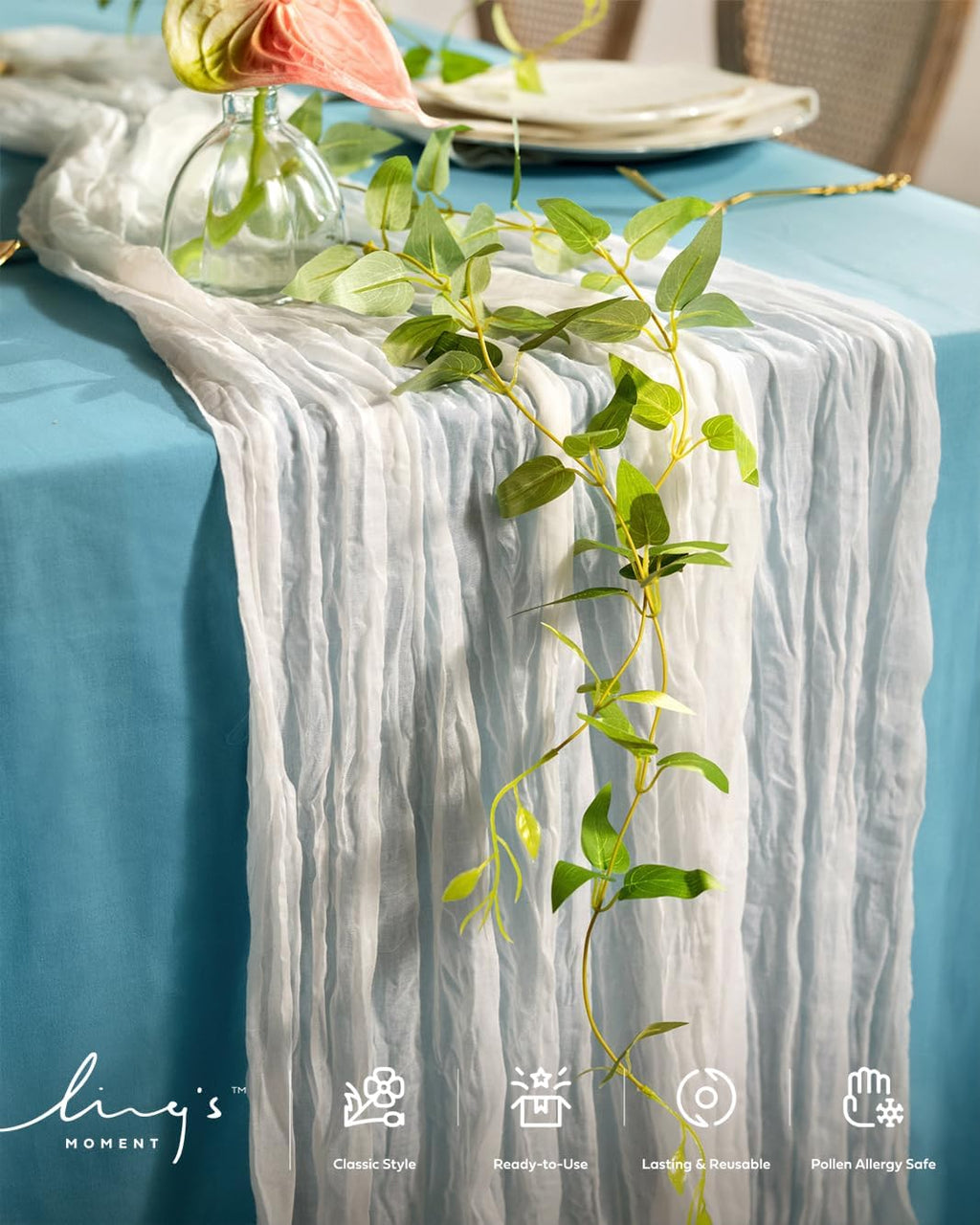 Ling's moment Artificial Clematis Hanging Bush, 4pcs Filler Vines Fake Greenery Garland for Wedding Bouquet/Backdrop/Arch and Home Decoration