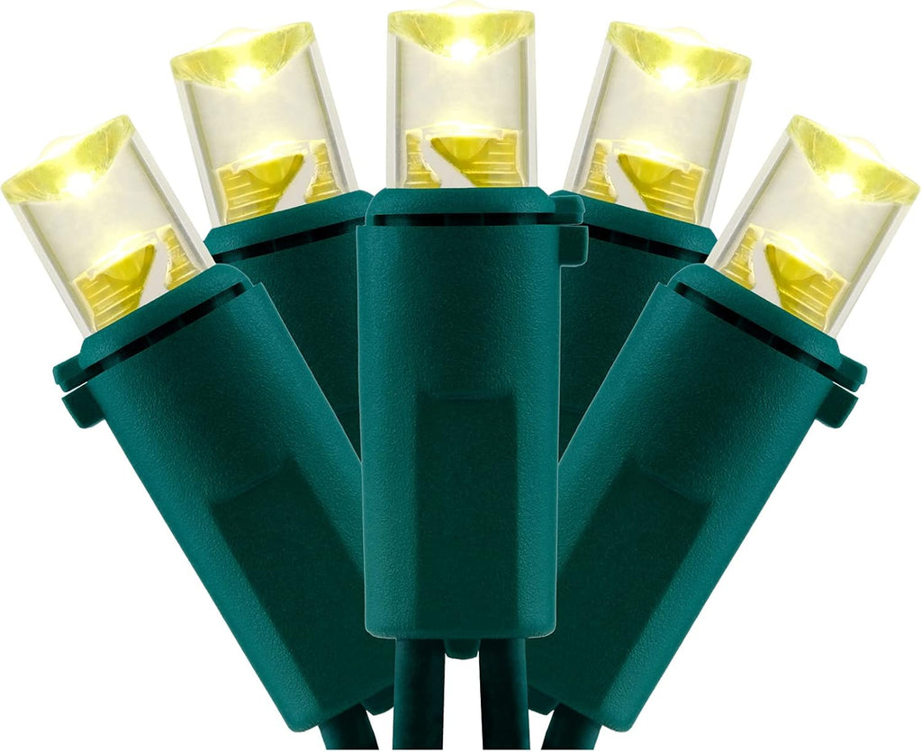 YULETIME 200 Warm White Wide Angle LED Christmas Lights, 66 Feet Green Wire UL Certified 5mm Holiday String Light Set (Warm White)
