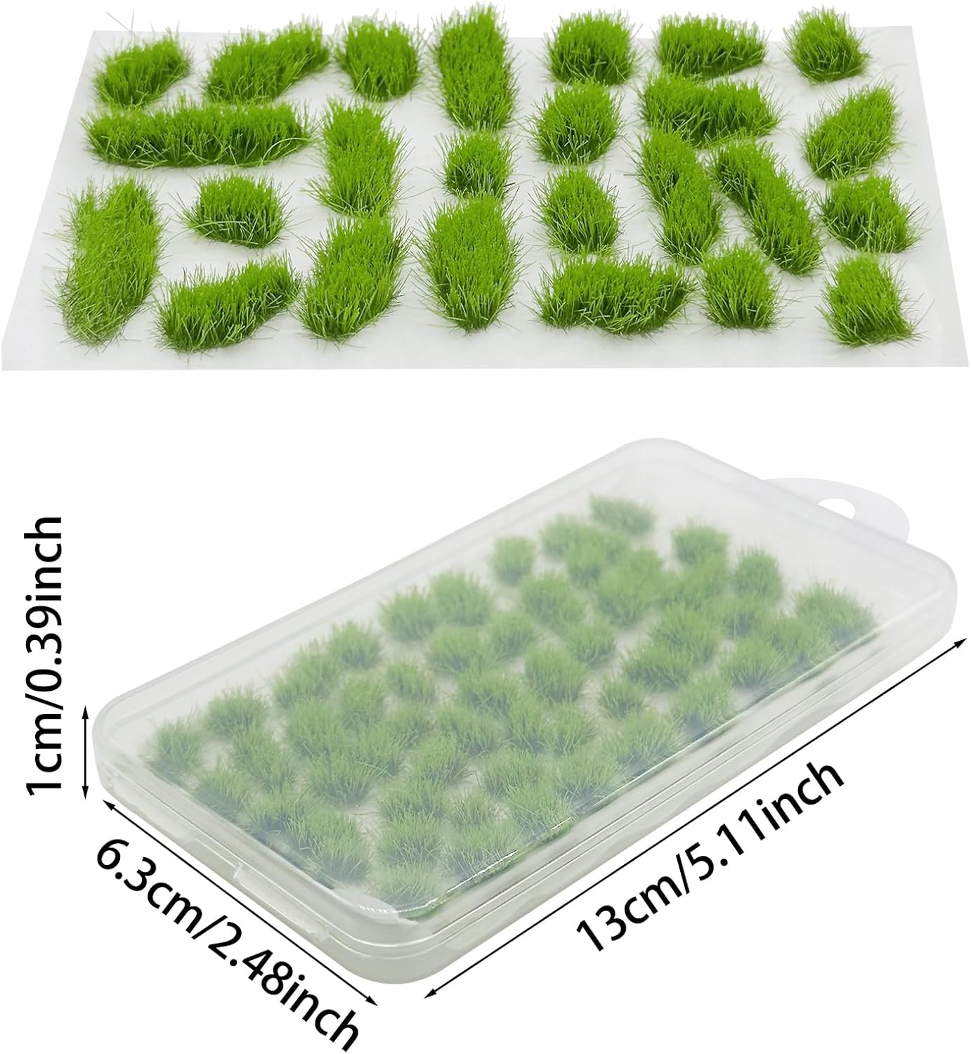 Woohome 78 PCS Static Grass Tuft 2 Size Model Grass Tufts Green Miniature Grass Tuft Railway Artificial Grass Terrain Kit for DIY Model Railway Fairy Garden Diorama Scenery