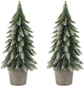 Mini Artificial Pine Trees in Decorative Pots, 2 Pack L Size Small Christmas Tree, Green Holiday Tabletop Christmas Trees Christmas Decorations for Bedroom Xmas Gifts (L)