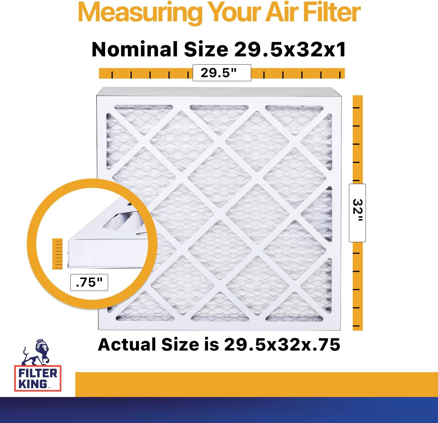 Filter King 29.5x32x1 Air Filter | 4-PACK | MERV 13 HVAC Pleated A/C Furnace Filters | MADE IN USA | Actual Size: 29.5 x 32 x .75"