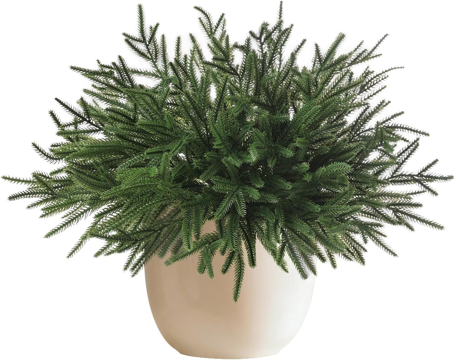 6 Pcs 18" Real Touch Artificial Norfolk Pine Branches - Faux Cedar Pine Picks Christmas Greenery Stems for DIY Garland Wreath, Vase Arrangement, Mantel - Indoor Outdoor Xmas Home Decor