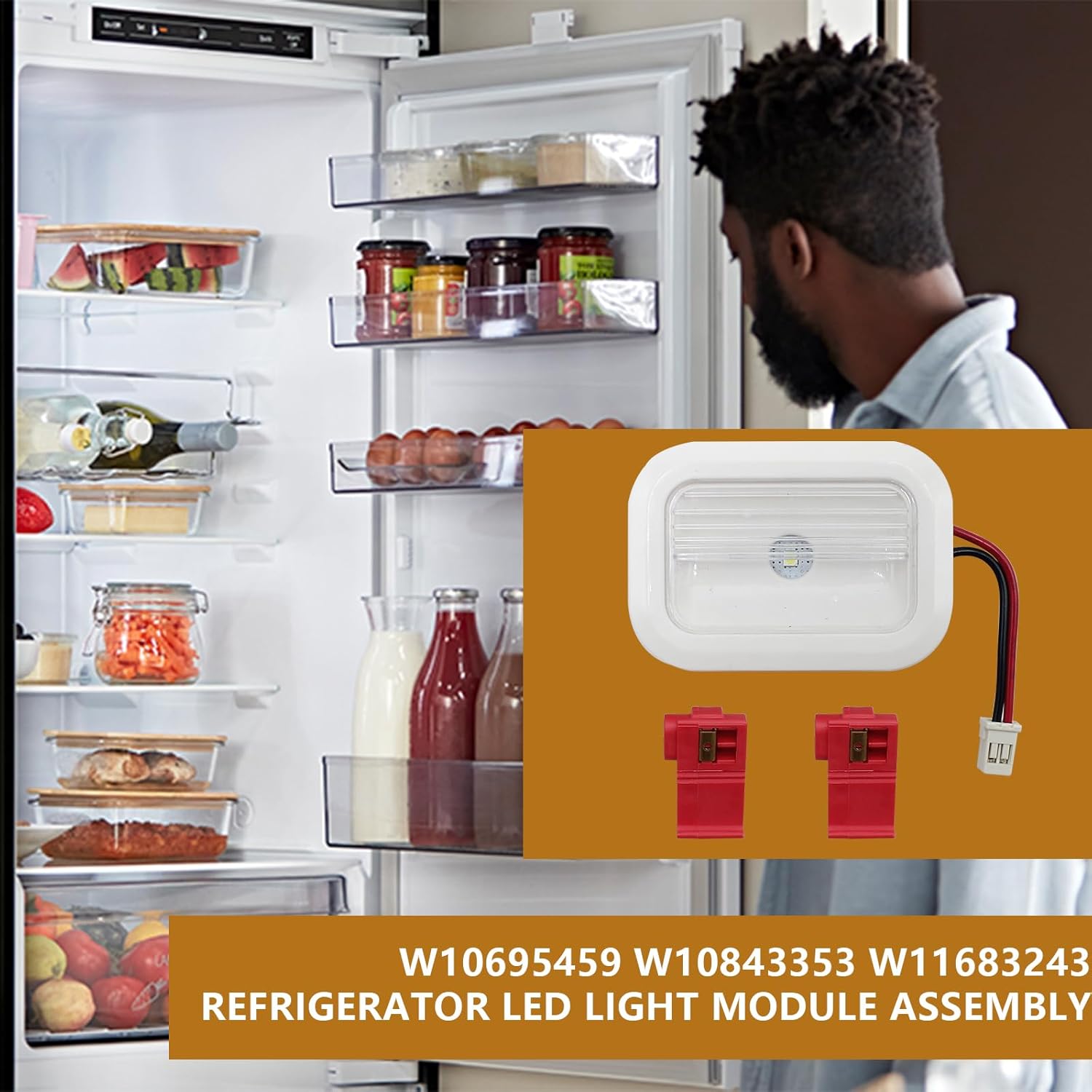 2024 Upgrade W10695459 W10843353 W11683243 Fits for Whirlpool Kenmore Maytag Refrigerator Led Light Module Components*3, Replaces W11205083 W10279030 W10660728 (3PCS)