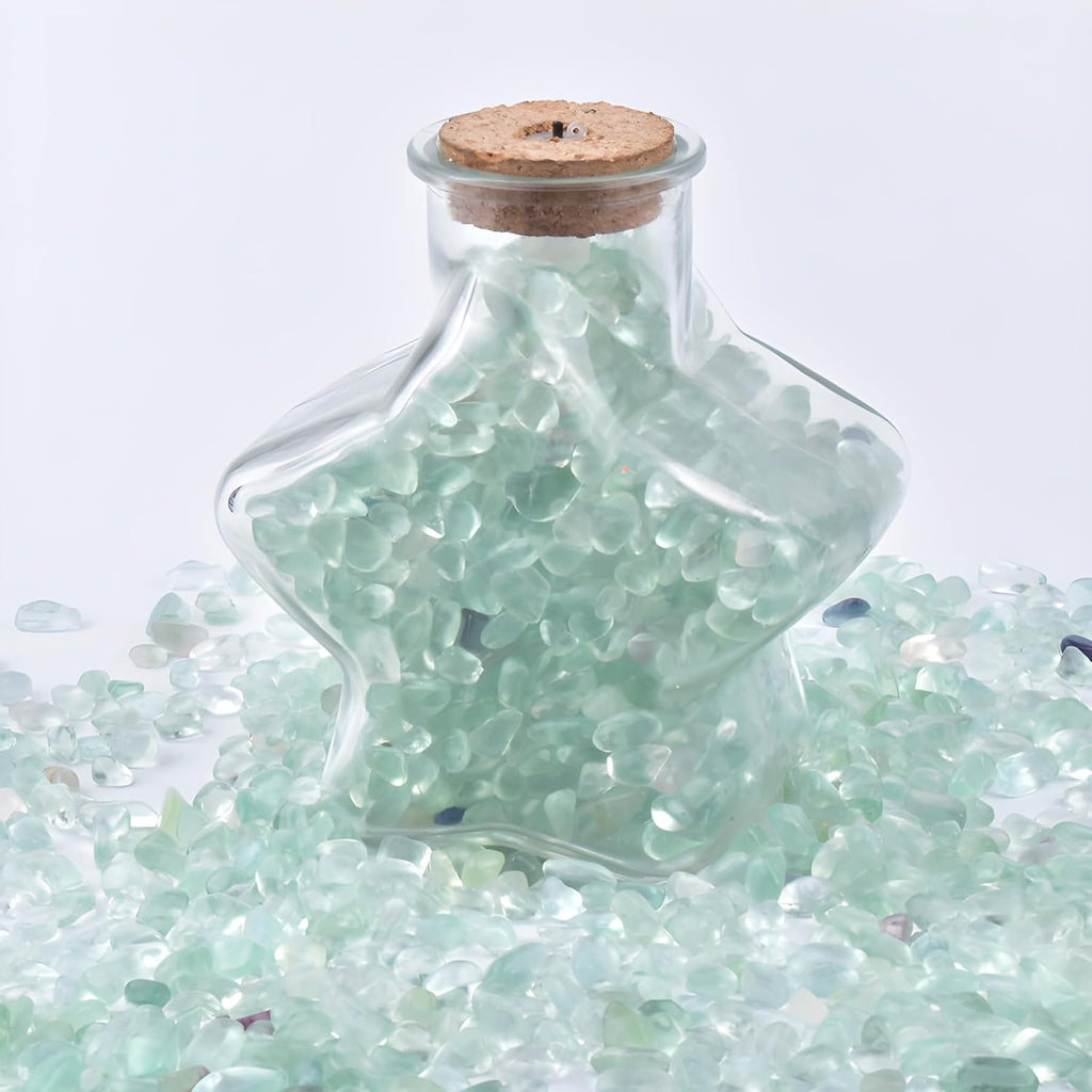 Polished Green Fluorite Crystal Chips 200 Pcs - 0.3" 10 oz Tumbled Stone Chips Crushed Sea Glass Stones Healing Reiki Crystal Jewelry Making Home Decoration