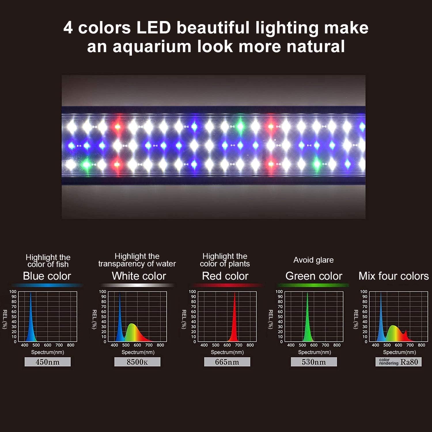 KZKR Upgraded Aquarium Light LED Full Spectrum 72-84 inch Foldable Adjustable Hood Lamp for Freshwater Marine Plant 180-210 cm Multi-Color Decorations Fish Tank Light