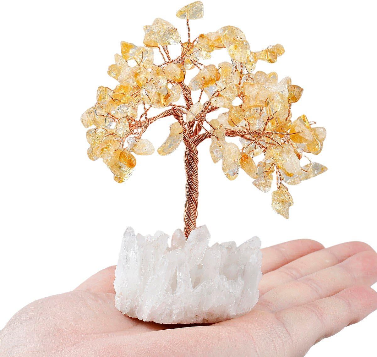 mookaitedecor Citrine Crystal Tree, Quartz Cluster Rock Crystal Base Bonsai Money Tree for Wealth and Luck