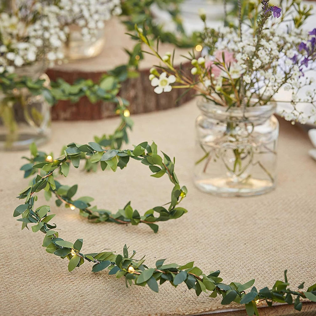 Vine String Lights, Green Leaf String Lights 16FT 50 LED Battery Operated Artificial Garland Plant Vine Fairy Lights for Indoor Outdoor Christmas Decorative Patio Wedding Garden