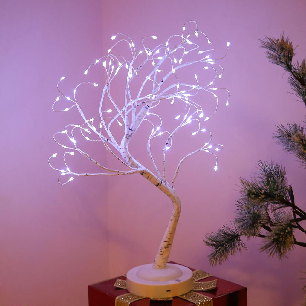 20'' LED Birch Tree Light,108L Bonsai Tree Lamp,Fairy Light Tree with 8 Modes & 6 Hrs Timer,Artificial Tree with Lights USB & Battery Operated,Lighted Tree Indoor for Room Decoration(White Glow) Glow