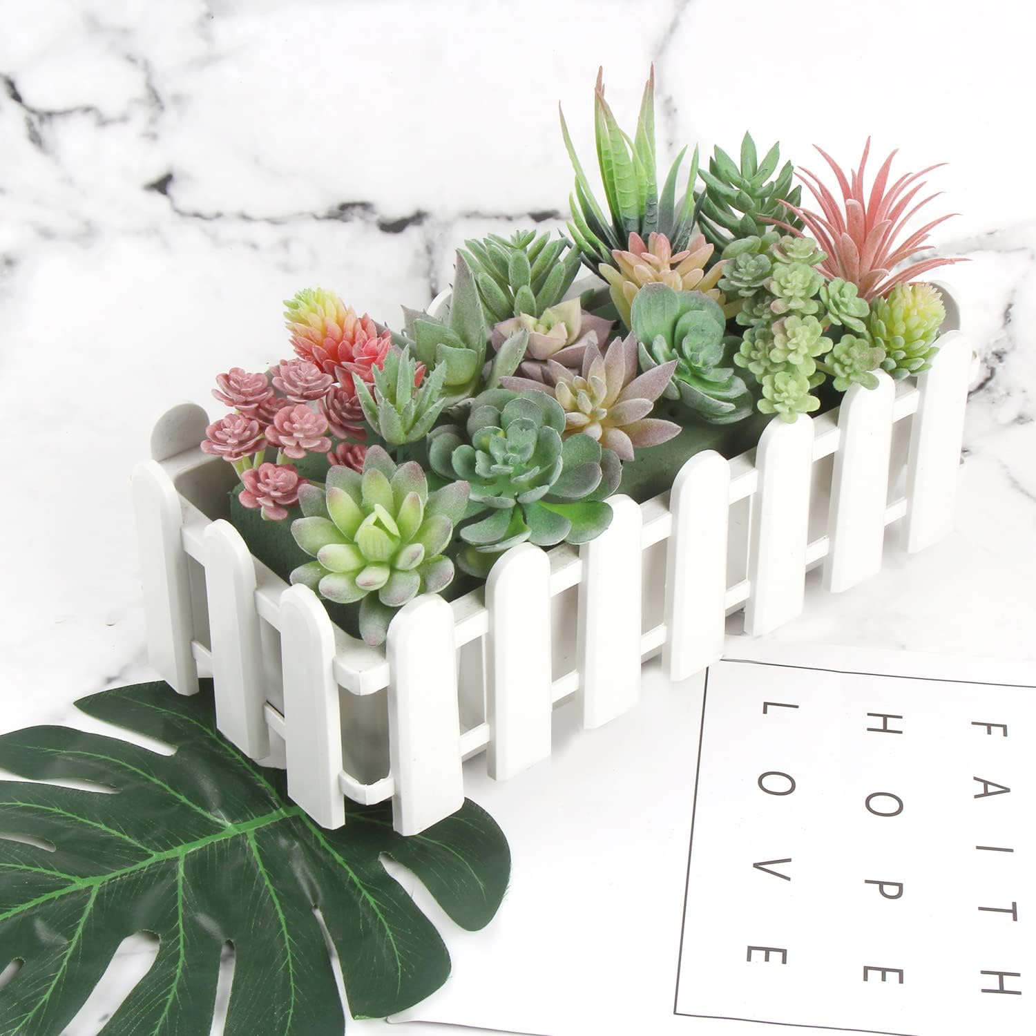 FOIMAS 18pcs Mini Artificial Succulent Plant,Flocked Faux Succulent for Floral Wall Garden Arrangement Home Office Decor,Unpotted