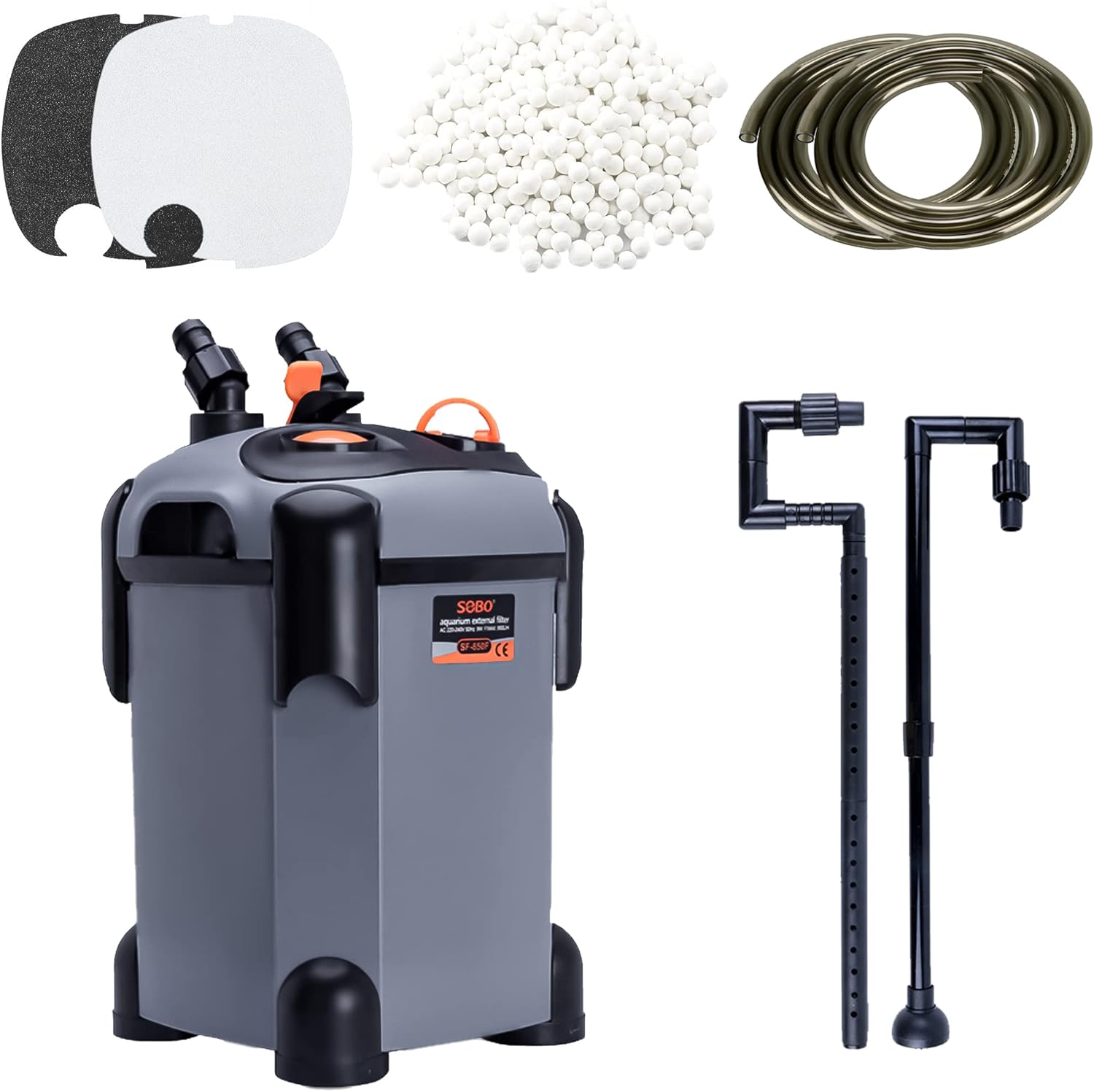 Aquarium External Canister Filter Ultra-Quiet Fish Tank UV Filter Water Circulation Turtle Tank Filter with UV Filters Media 171/225/266/317/397GPH