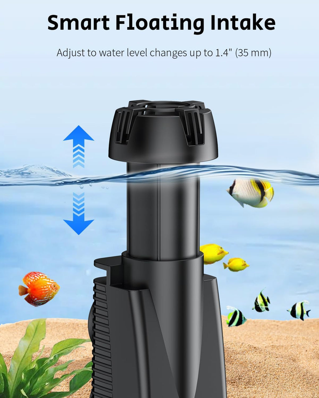 Pawfly 42 GPH 3 W Aquarium Surface Skimmer for Fish Tanks up to 45 Gallons, Aquarium Oil Film Processor, Fish Tank Filter with Bio Sponge & Suction Cups, Fish Tank Oil Skimmer, Oil Film Remover
