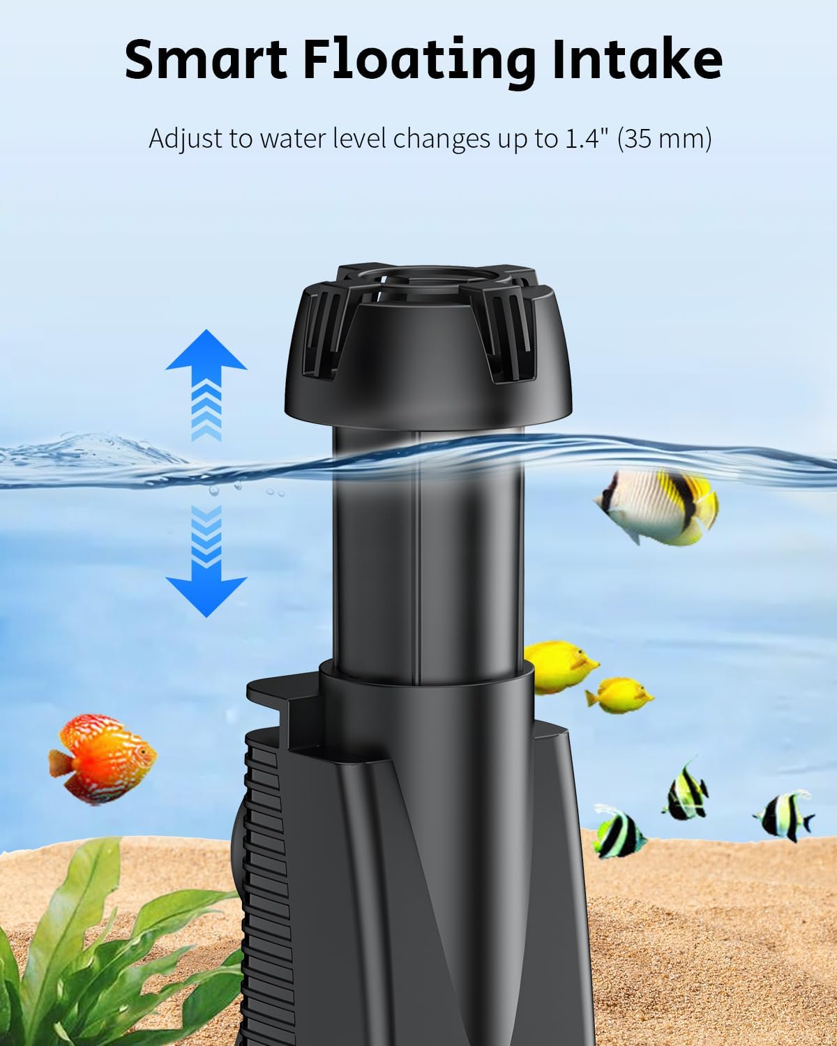 Pawfly 42 GPH 3 W Aquarium Surface Skimmer for Fish Tanks up to 45 Gallons, Aquarium Oil Film Processor, Fish Tank Filter with Bio Sponge & Suction Cups, Fish Tank Oil Skimmer, Oil Film Remover