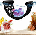 Black Floating Betta Fish Hammock – Minimalist Rest Platform & Floating Bed – Betta Tank Accessories for Small Aquariums, Nano Tanks, Shrimp & Corydoras – Sleek Matte Black Perch Ledge