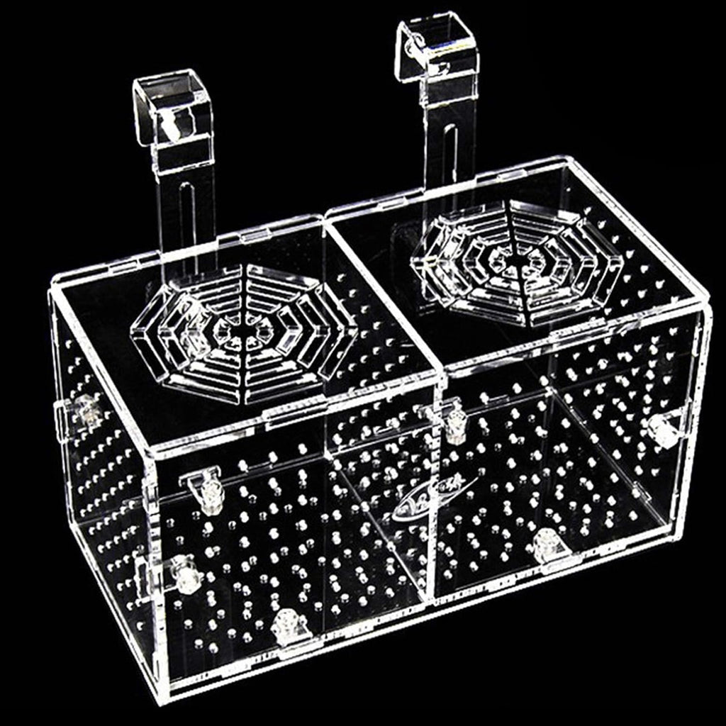 Hamiledyi Acrylic Breeding Isolation Box - Transparent Aquarium Hatchery for Guppy/Shrimp/Small Fish, Safe Nursery Tank with Air Tube & Suction Cups(7.8" × 3.9" × 3.9")