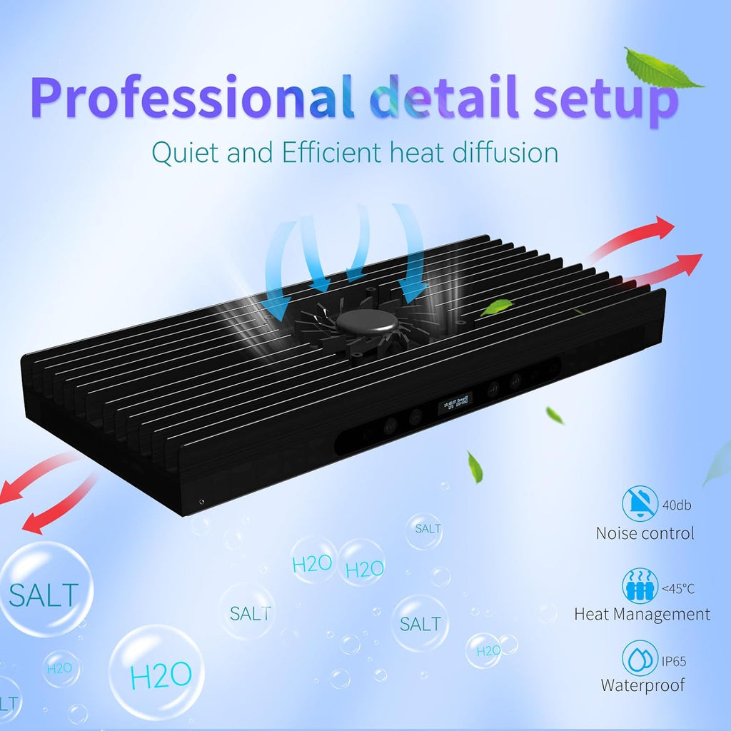 Aquarium Light- 140W Reef Light Wide Coverage Sunrise Sunset Moonlight Saltwater Lights for Coral with Master Slave Group Control & Timer & Screen