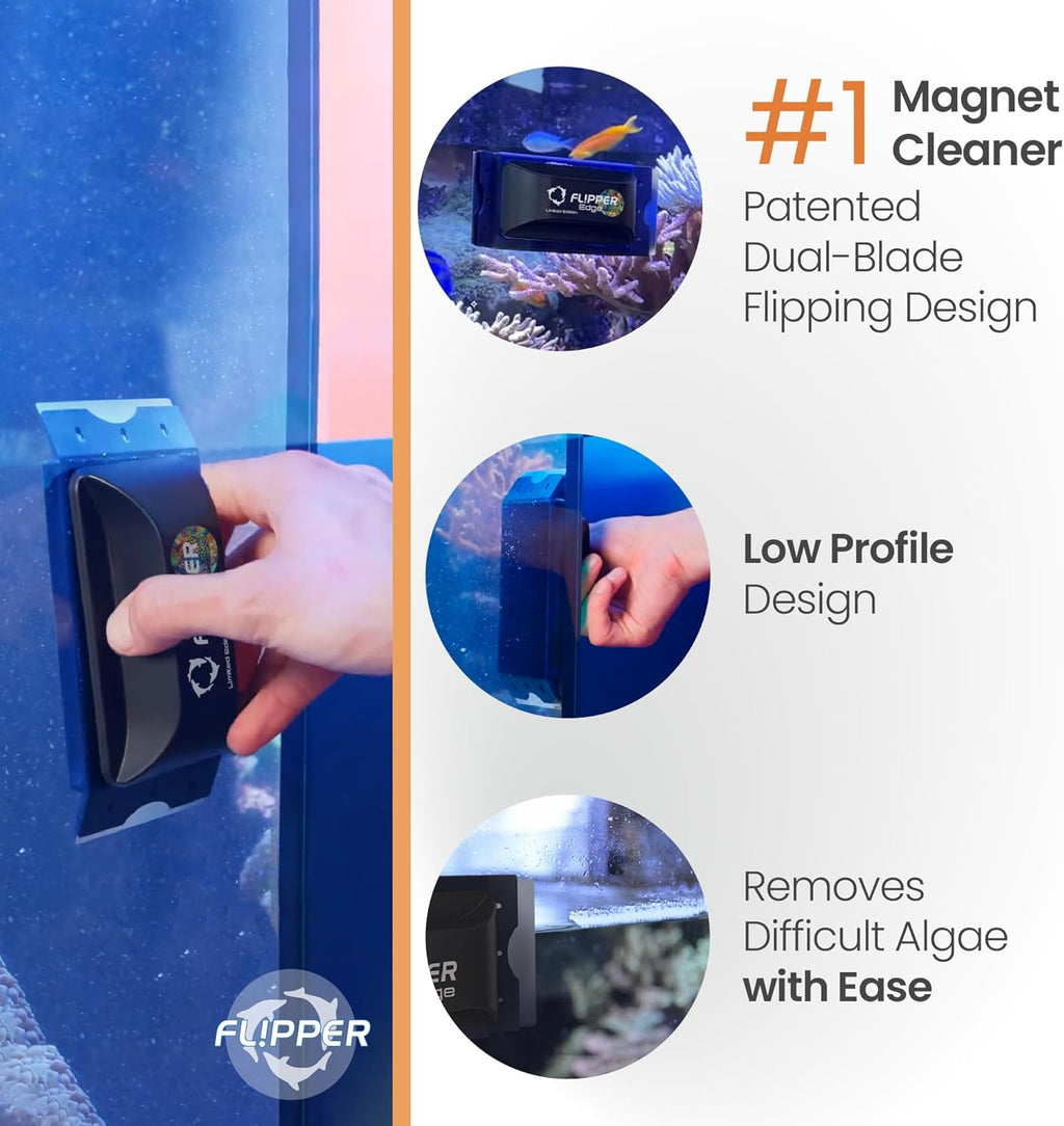 Flipper EDGE Puffer Limited Edition Floating Magnetic Aquarium Cleaner | 2-In-1 Dual Blade Scrubber & Scraper Fish Tank Cleaner Tools for Efficient Cleaning & Acrylic Surface Maintenance