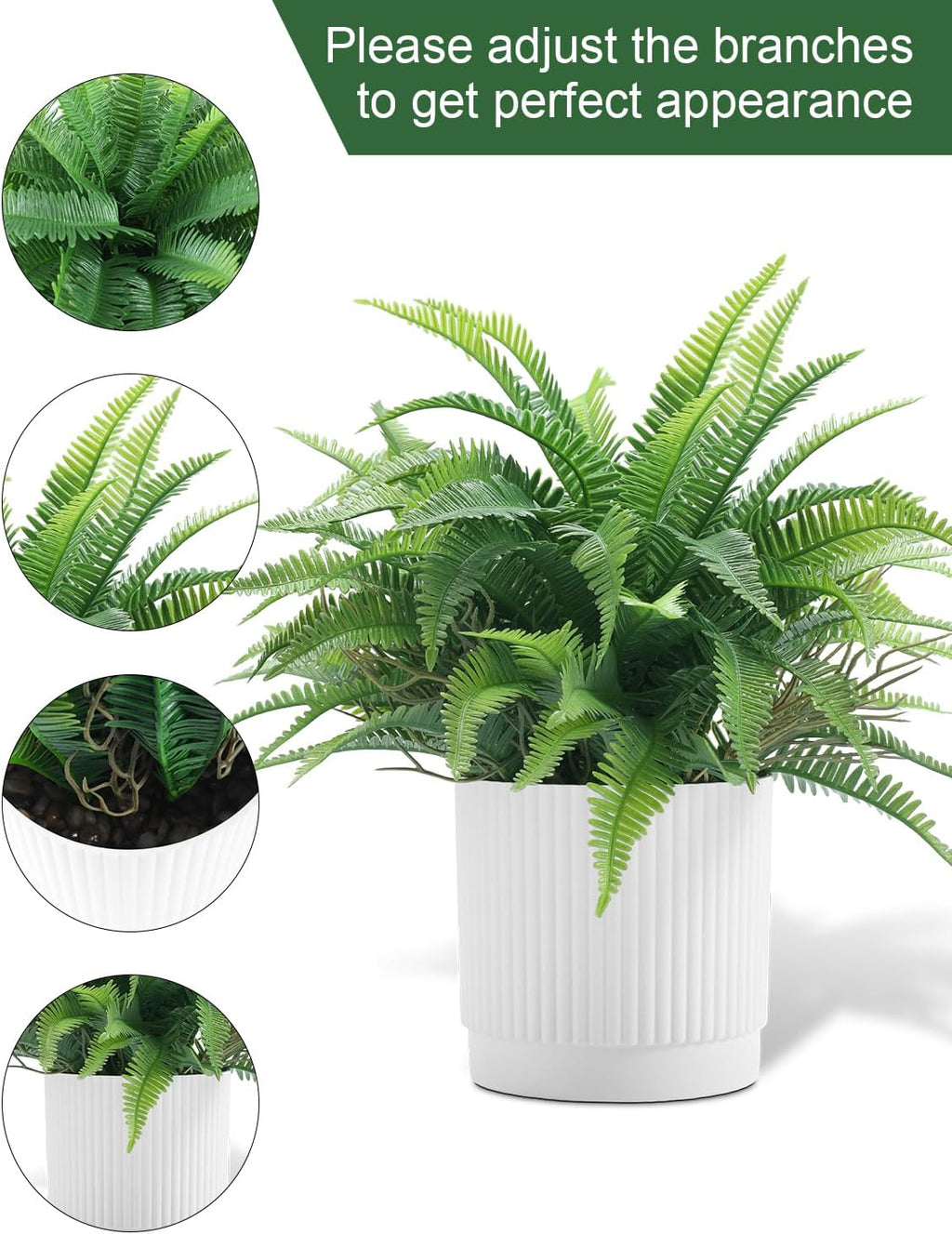 Small Fake Plant 12.2" Fern Potted Artificial Plants for Shelf Desk Home Bathroom Farmhouse Room Office Kitchen Farmhouse Coffee Table Decor