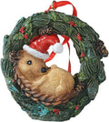 Christmas Small Animal Wreath Swing Ornament Hanging Decor for Xmas Tree Home Office Room Decoration with String (New, Hedgehog)