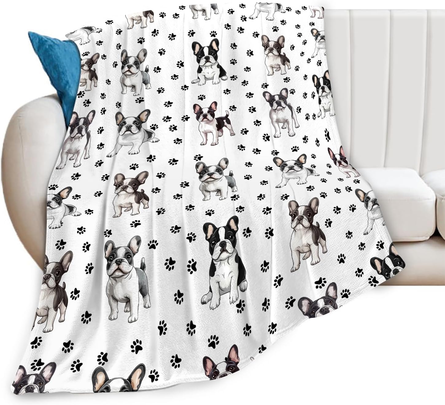 Boston Terrier Throw Blanket French Bulldog Frenchie Puppy Stuff Gifts for Dog Lover Kids Girls Boys Adults Women Men Soft Cozy Warm Plush Fluffy Fuzzy Fleece Blanket Decor 40''X50''