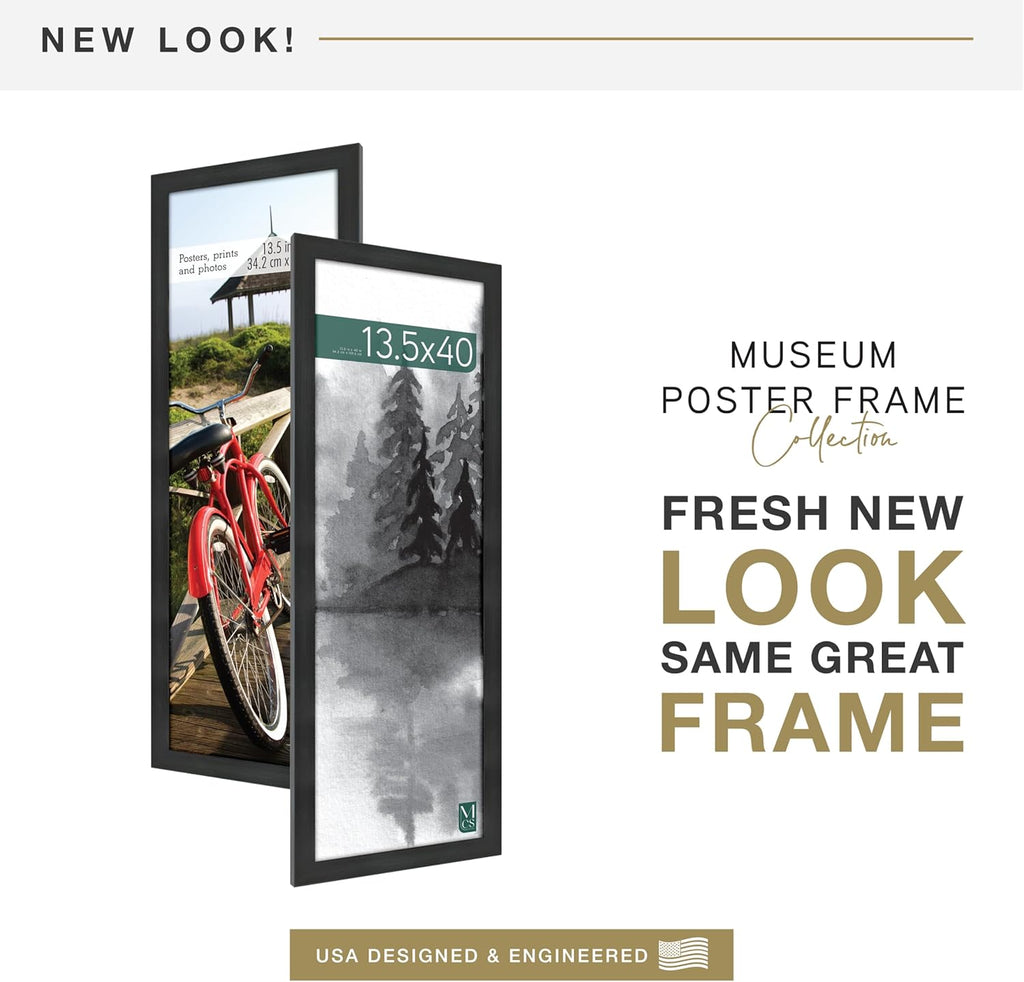 MCS Museum Poster Frame, Onyx, 13.5 x 40 in, Single