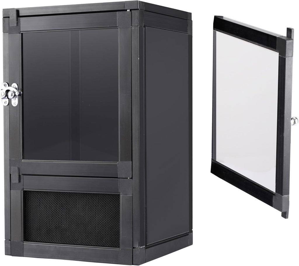 Jumping Spider Enclosure, Toxirium 8" x 8" x 12" Small Reptile Cage Hatching Habitat, Screen & Acrylic Doors, Ventilated Terrarium for Lizards, Snakes, Frogs, Easy Assembly, Two Doors