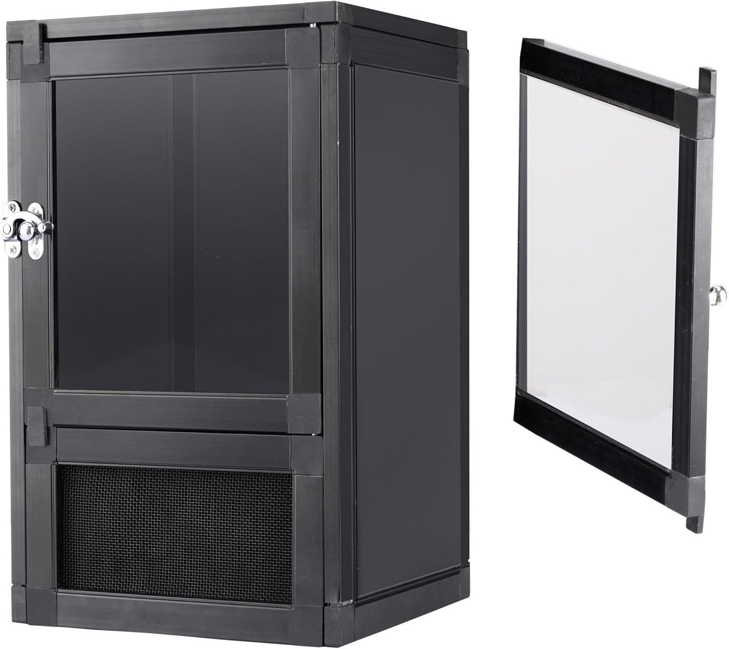 Jumping Spider Enclosure, Toxirium 8" x 8" x 12" Small Reptile Cage Hatching Habitat, Screen & Acrylic Doors, Ventilated Terrarium for Lizards, Snakes, Frogs, Easy Assembly, Two Doors
