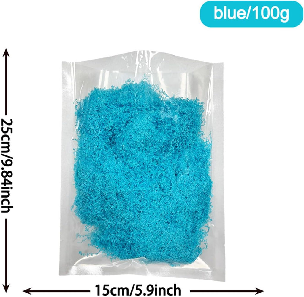 Artificial Faux Moss, 3.52 oz Fake Moss for Crafts Preserved, Artificial Moss for Crafts, Artificial Moss for DIY Scenery, Fake Moss Decor Decorative Table, Fairy Garden, Floral Wedding (Blue)