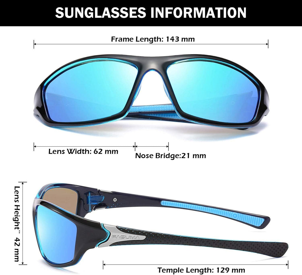 FAGUMA Sports Polarized Sunglasses For Men Cycling Driving Fishing UV400 Protection