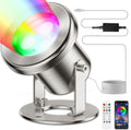 LED Pond Lights, 6W RGB SS316 Stainless Steel Dimmable Underwater Pond Lights, IP68 Waterproof Submersible Fountain Light APP Control, 12V Outdoor Waterproof Light with Transformer Timer, 26ft Cord