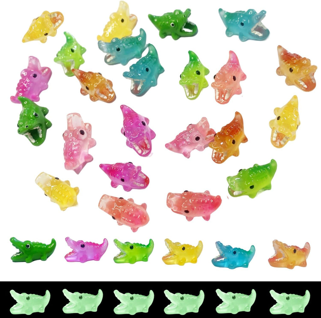 30PCS Mini Crocodile Decor for Dollhouse Resin Animal Tiny for Crafts Micro Miniature Crocodiles for Fairy Garden Dollhouse Micro Landscaping Decoration