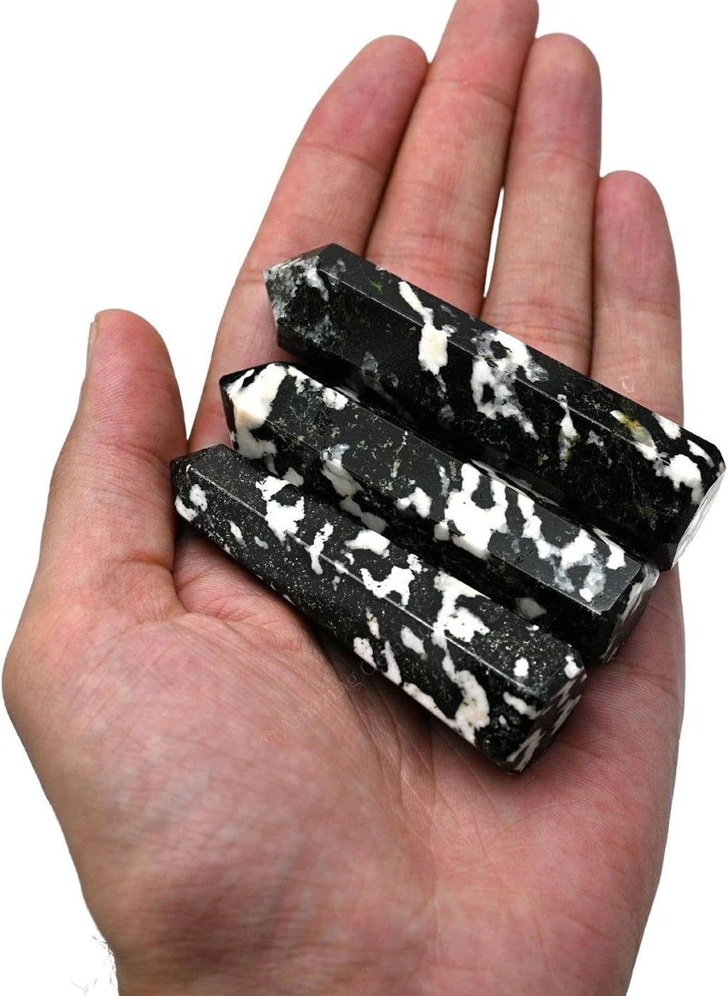 Amazing Gemstone Black and White Tourmaline Crystal Towers ~ Natural Healing Crystal Point Obelisk for Reiki Healing and Crystal Grid (3- Inch)