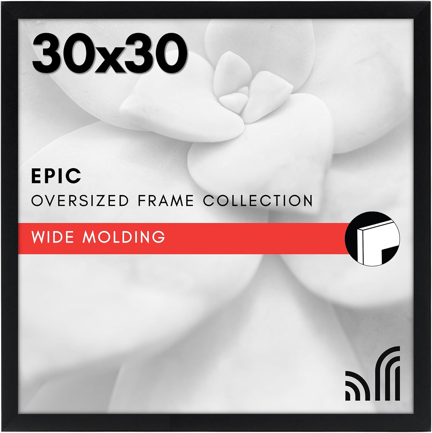 Americanflat 30x30 Picture Frame with Polished Plexiglass - Epic Collection - Square Picture Frame with Engineered Wood - Wide Photo Frames for Wall display - Black