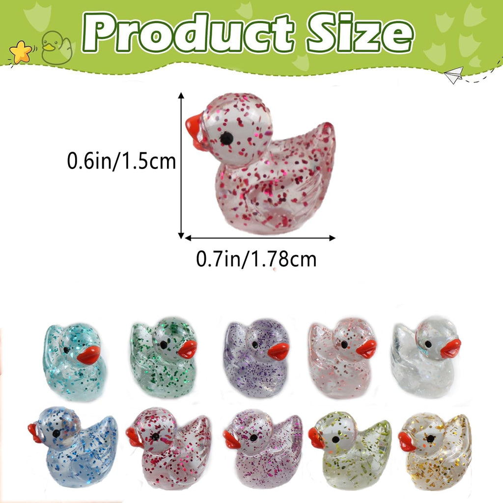 80 Pcs Mini Resin Ducks,10 Colors Sequin Miniature Ducks for DIY Projects Garden Dollhouse Aquarium Home Birthday Craft Party